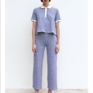 M Zara Retro Jacquard Blue Set